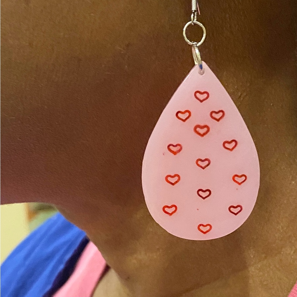 Pink Heart Drop Earrings